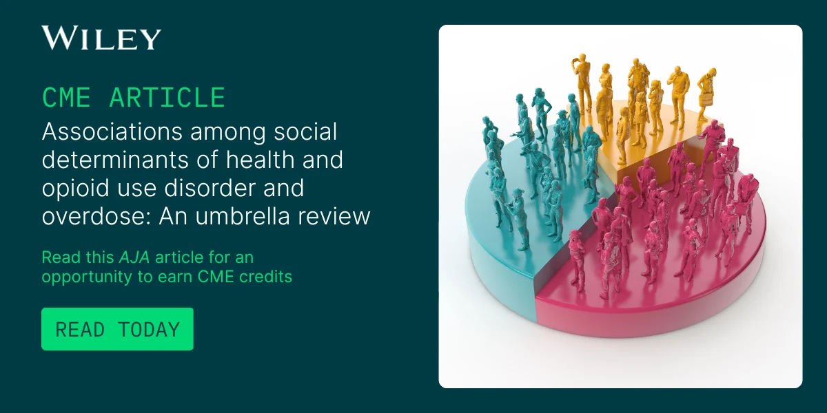 Associations among social determinants of health and opioid use disorder and overdose: An umbrella review: CME Article